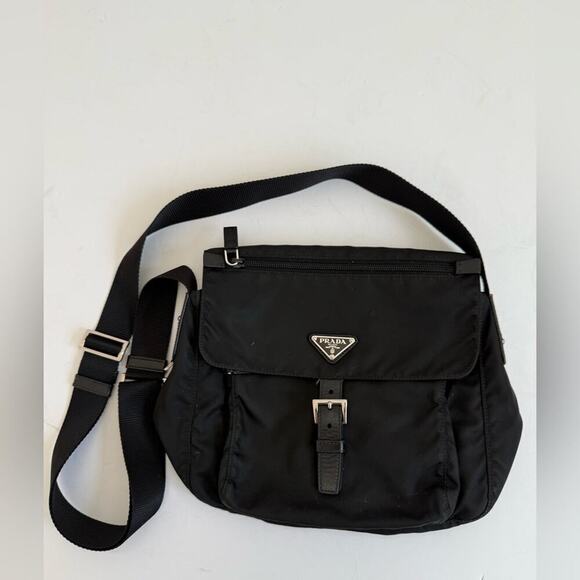 Prada Vela Sport Nylon Crossbody Shoulder Bag Black - Picture 1 of 8